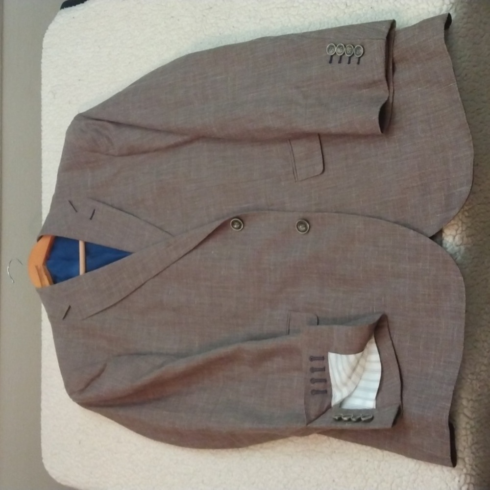Like New J Hilburn Custom Made Light Brown Wool/Silk/Linen Jacket  42R*